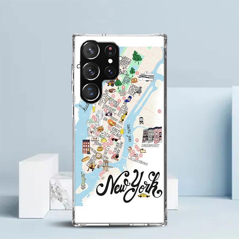 NYC New York City Phone Case For Samsung Galaxy S24 S25 Edge S26 Ultra S22 S23 Plus S21 + S20 FE Soft TPU Back Cover Galaxy S22