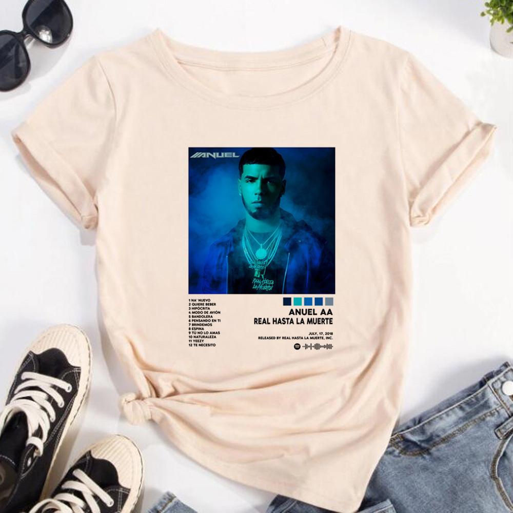 

Anuel Aa tshirt girl Graphic harajuku Digital Breathable streetwear shirt hip hop Colorful Pastel Comfortable Graphic women S