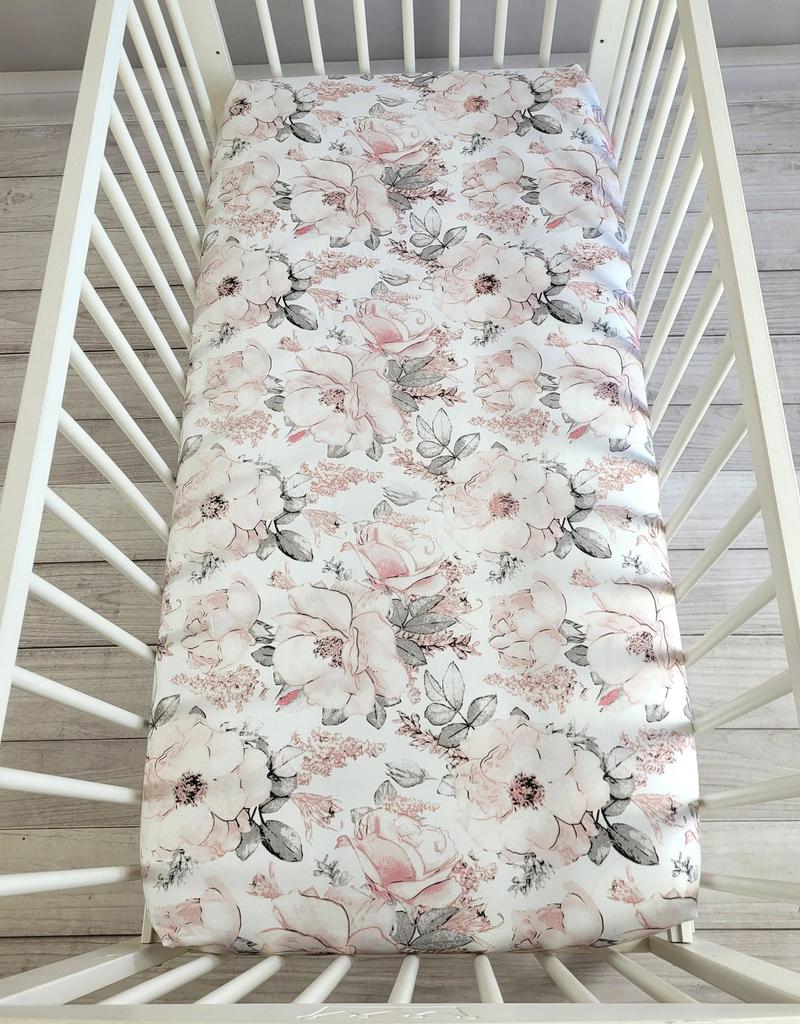 Cotton Fitted Sheet for a Crib 120x60 Cm - Sepia Roses