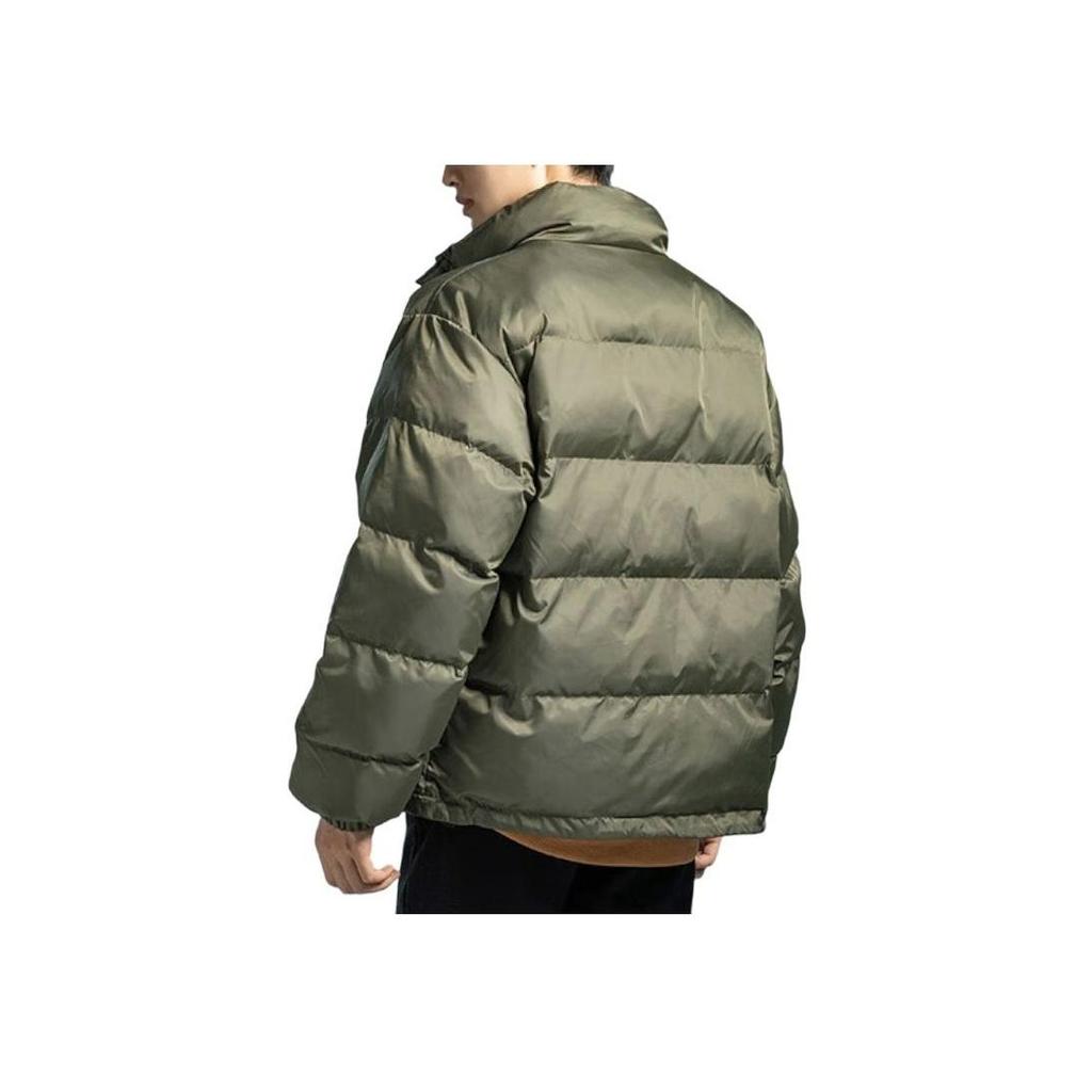 Vans Solid Color Stand Collar Cuffed Pocket Puffer Jacket Army Green Unisex VN000P32KCZ