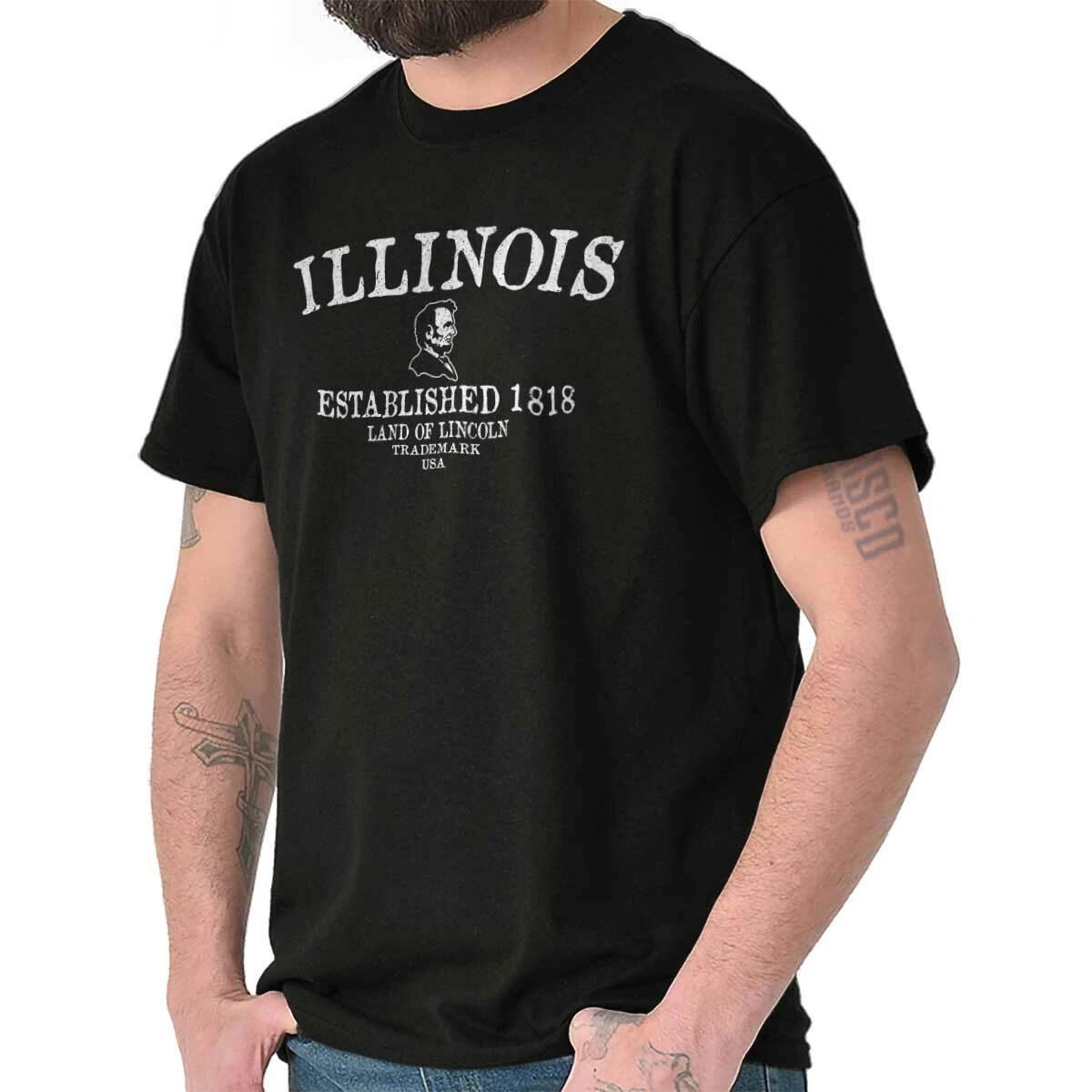 Illinois Land Of Lincoln Gym Historical IL Adult Short Sleeve Crewneck Tee XXXL
