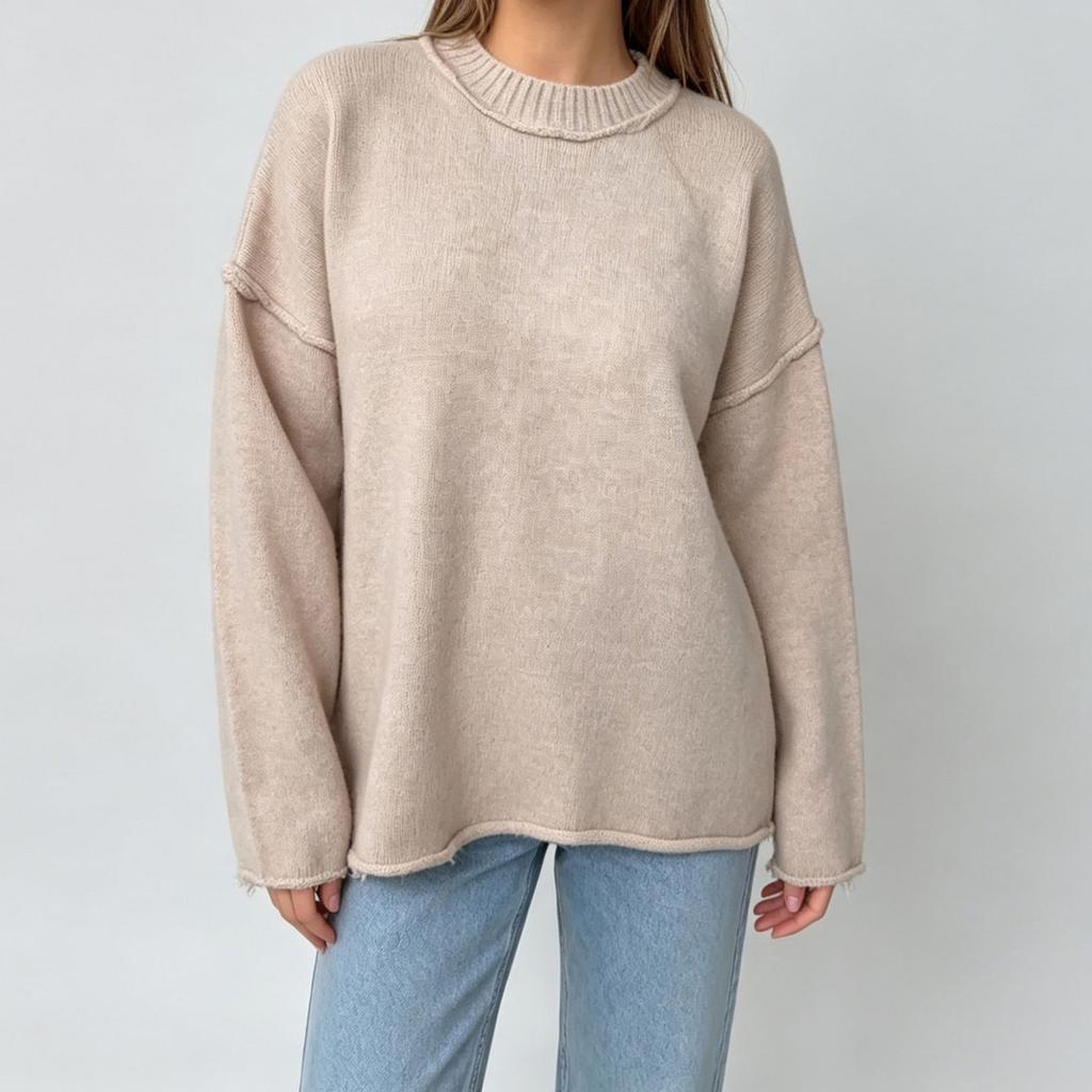 Women's Casual Oversized Pullover Sweater - Loose Fit Knit Top for Everyday Wear