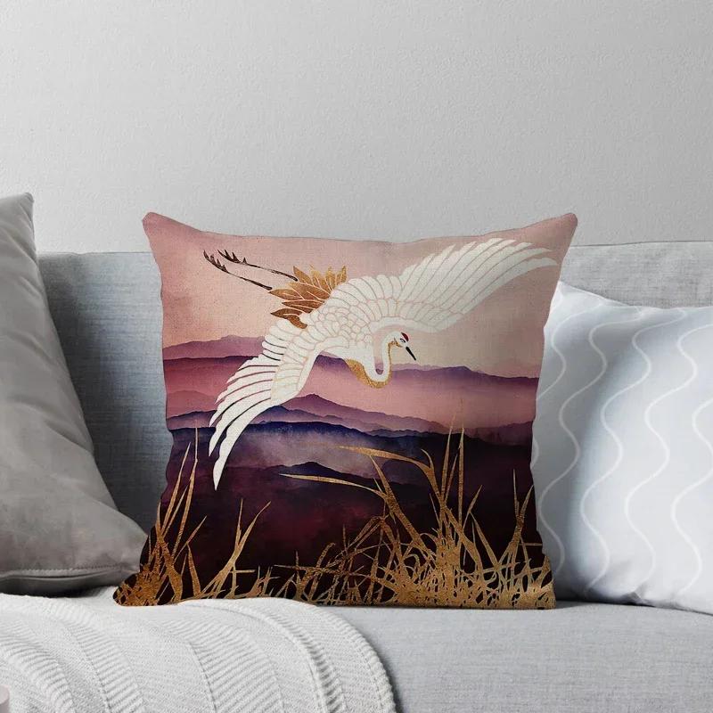 Watercolor Landscape Pattern Throw Pillow Cover With Short Plush Print Living Room Sofa Decoration Cushion Cover Pillow Covers