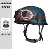 Classic Retro Leather Half Face Moto Helmets DOT Approved Low Profile Open Half Helmets Motorcycle Scooter Cruiser Four Seasons