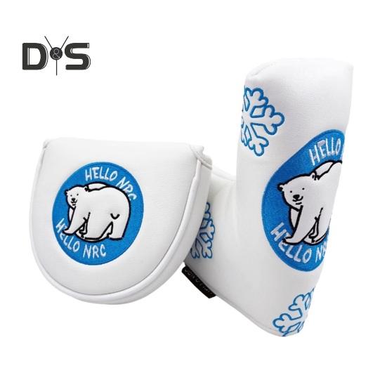 Golf Putter Cover Magnetic Mallet Putter Cover Golf Club Putter Sleeve Cute Polar Bear Design Blade Putter Headcover for Golfer