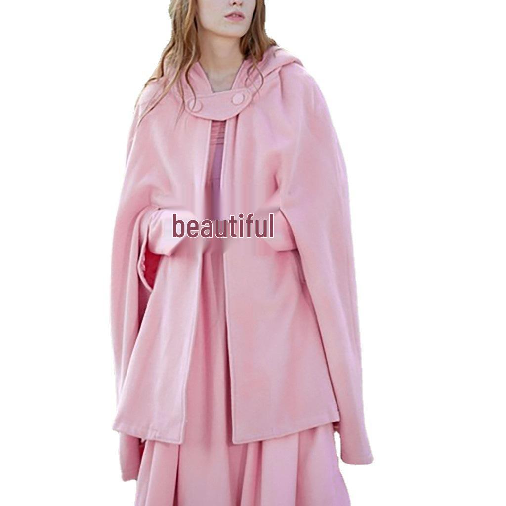 Evropský a americký punkový styl Podzim/Zima Dámský vlněný plášť s kapucí Top