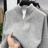 Men's Retro Style Solid Color Knit Sweater with Half-Zip Collar for Autumn/Winter