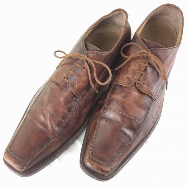 80s-90s Vintage Paul Morri Swirl Moc Business Shoes Brown Made in Italy size 43.5 27.5-28.0 Men's(USED)