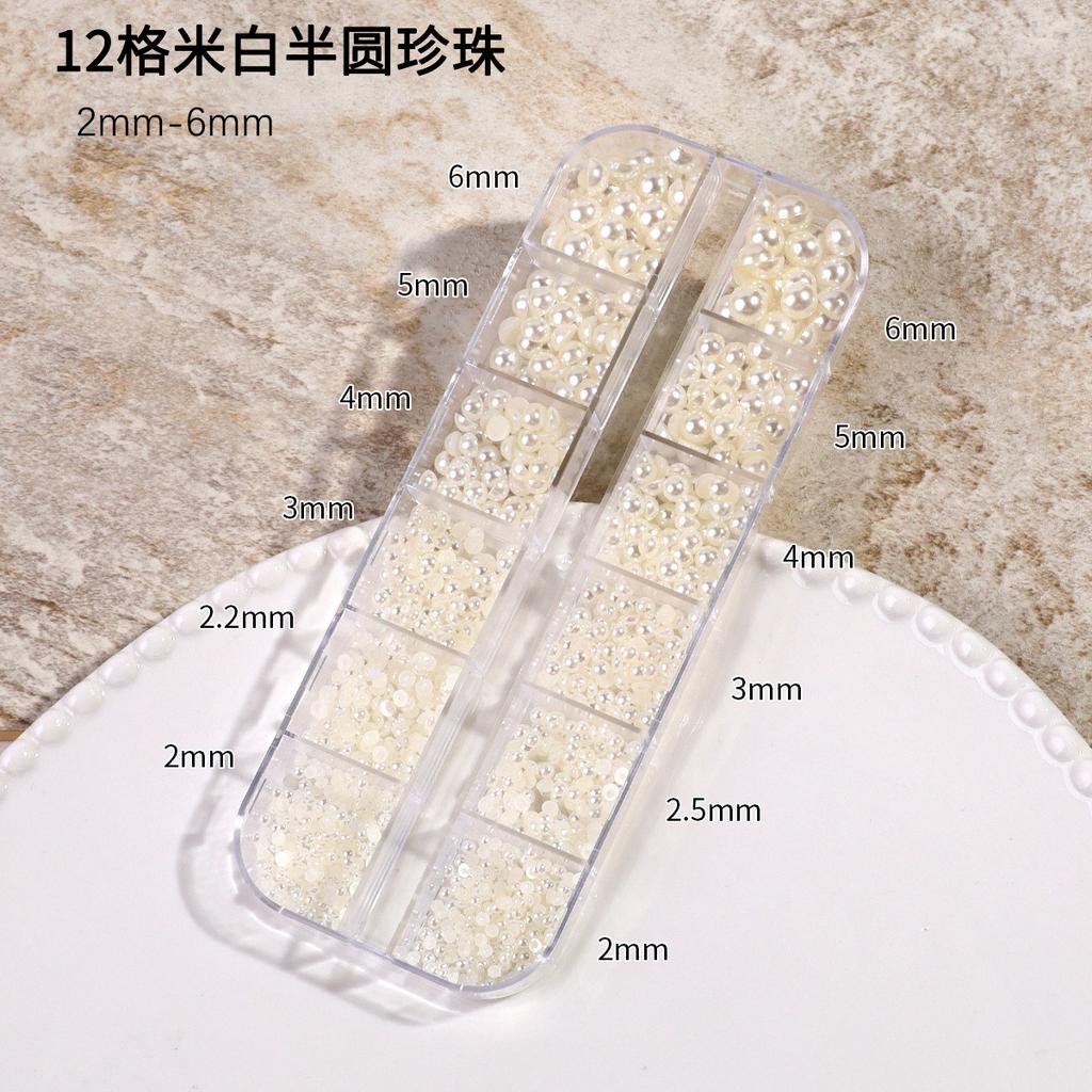 Ins Japanese Flat-Bottom Manicure, Pure White Beige Pearl, Semi-Round, Full-Round Highlight, No Peeling, No Fading, Nail Accessories