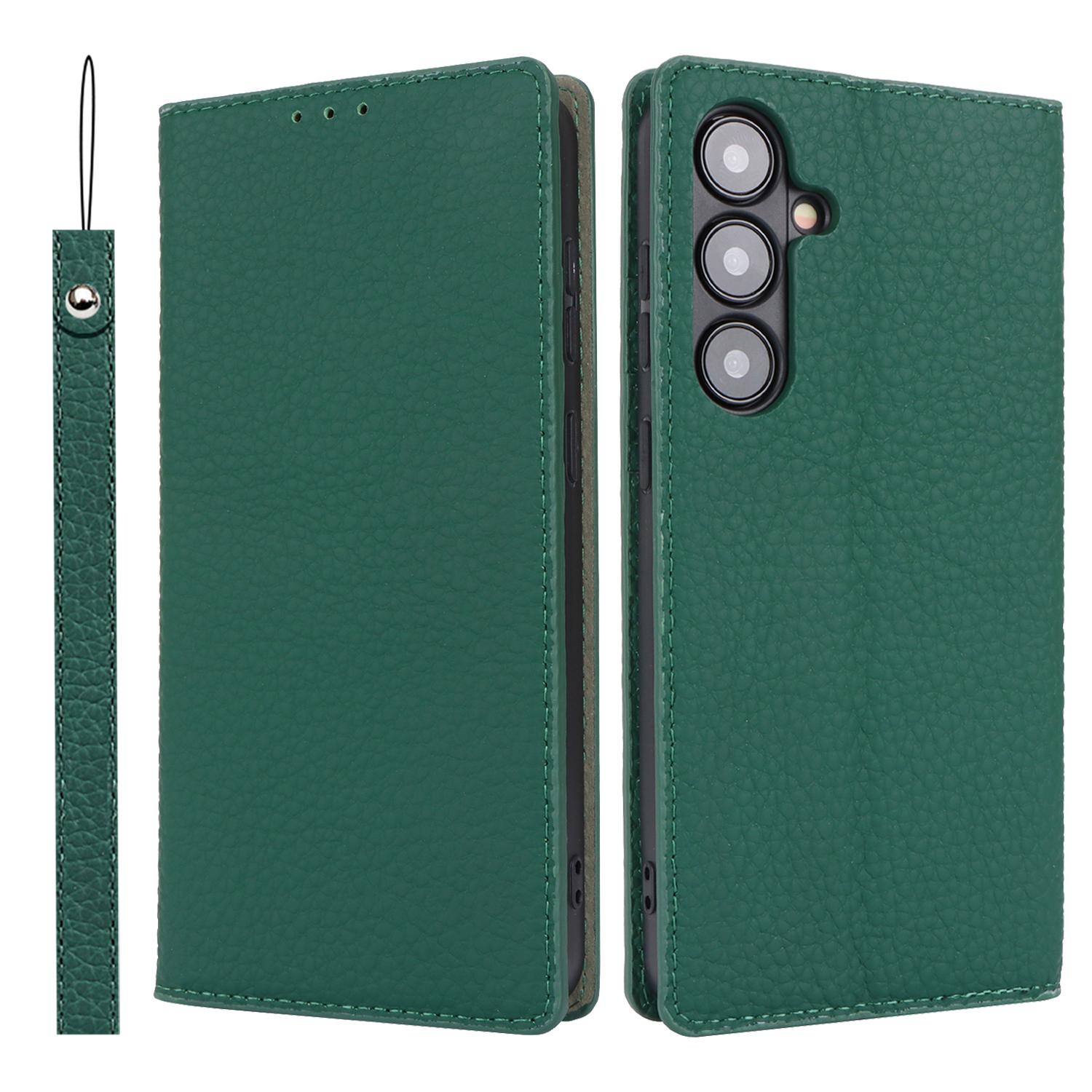 

For Samsung Galaxy S24 Phone Case Genuine Cow Leather Wallet Cover Phone Stand A