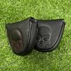 Golf Mallet Putter Cover Magnetic Closure Faux Leather Club Headcover with Skull Pattern for Woods Driver Fairway Hybrid