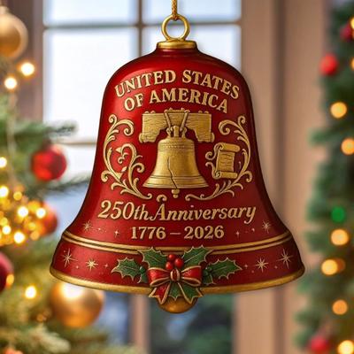 Sino do 250º Aniversário dos EUA Sino Comemorativo 3D Multiuso Resistente ao Desgaste Sino Pendurado Decoração para Árvore de Natal