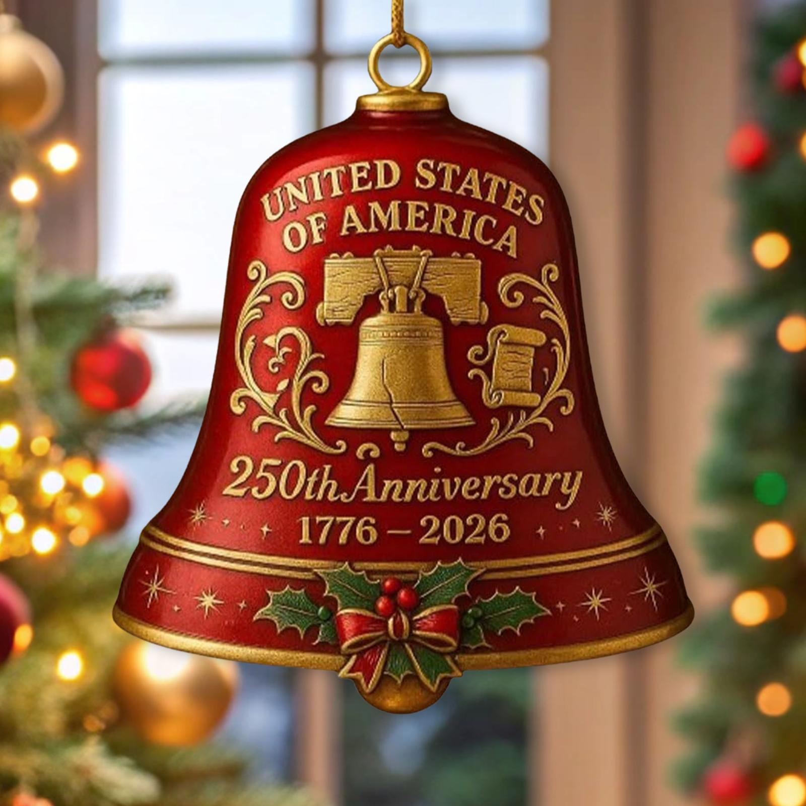 USA 250th Anniversary Bell Multi-Purpose Hanging Bell Decor Wear Resist Elegant Crafted Doorbell for Patriotic Holidays blu