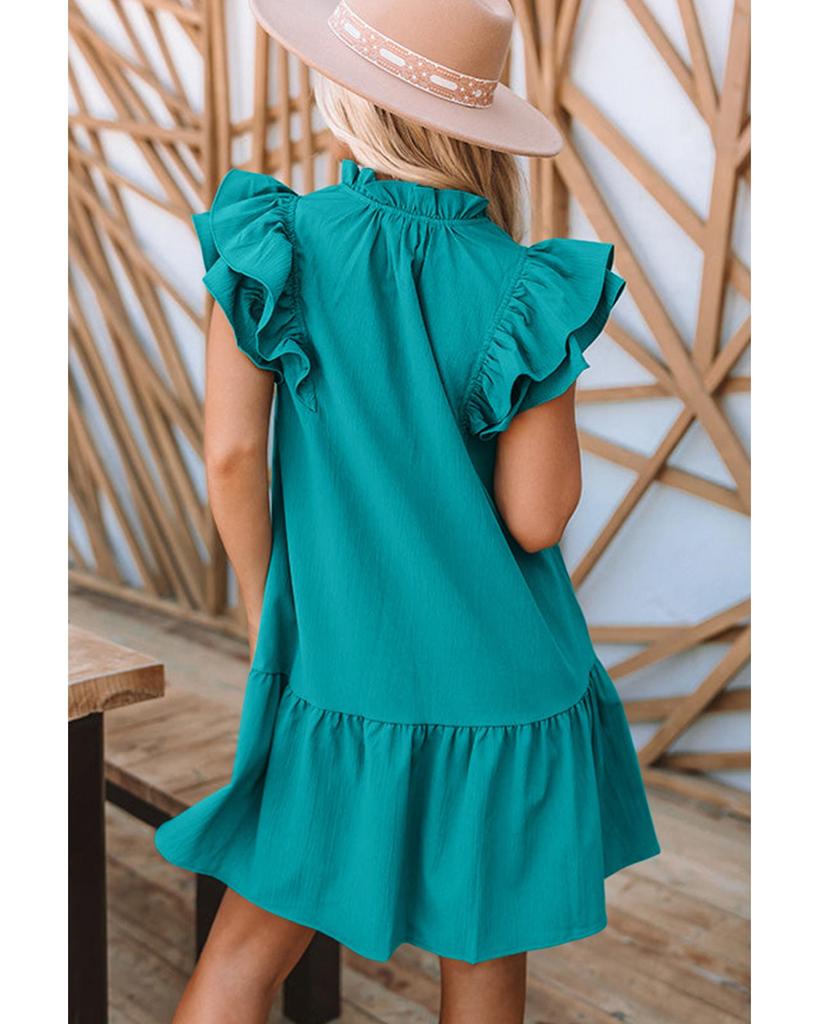 Azura Exchange Tiered Ruffled Sleeves Mini Dress with Pockets