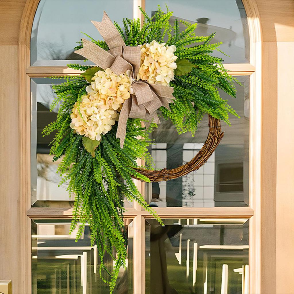 Hydrangea Wreath, Hanging Decoration Home Bow Wall Hanging Wreath Door Hanging