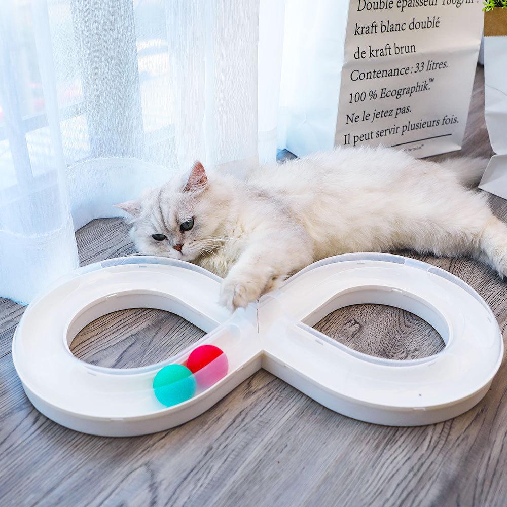 Self-Playing Cat Turntable Toy with Automatic Teasing Stick & Track Ball for Boredom Relief