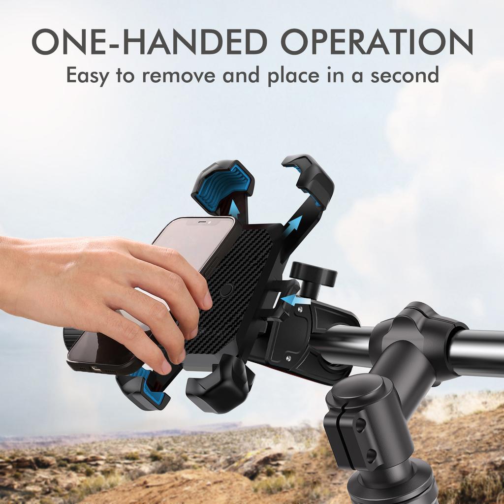 Bike Motorcycle Handlebar Phone Holder 360° Rotating Anti-slip Adjustable Cycling Cell Phone Holder Navigation Bracket