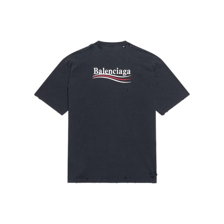 Balenciaga Political Campaign T-shirt Large Fit 'Washed Black' Men's 641675TKVJ19034