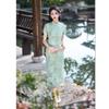 Retro national style young Swiss net long short-sleeved cheongsam spring new improved new Chinese daily cheongsam