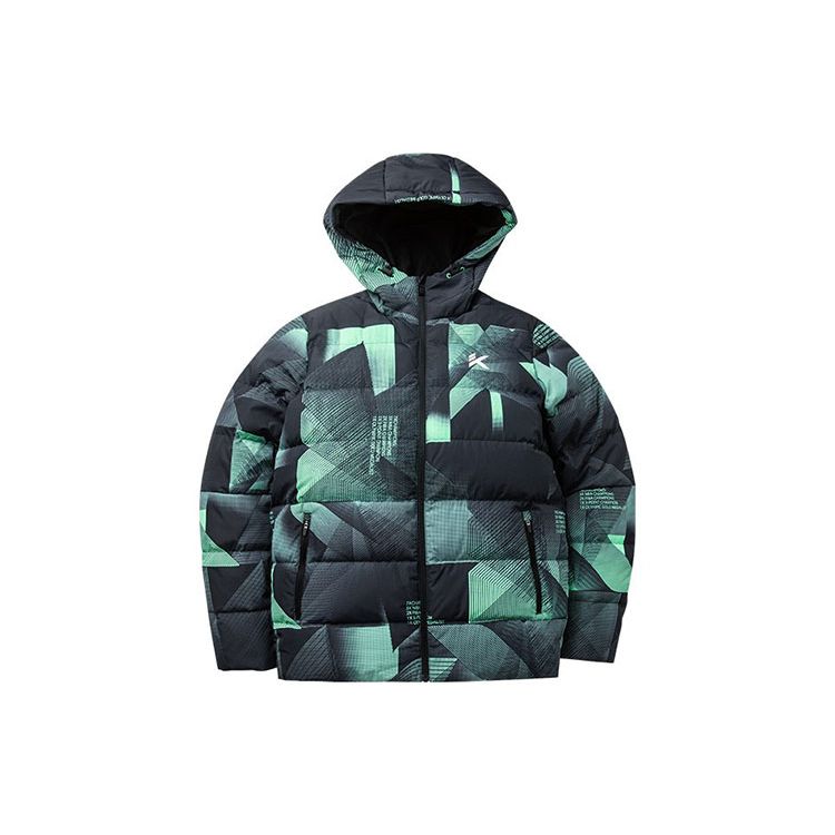 

ANTA KT Series Anti-Water Hooded Down Jacket Men Green-Black Print 152141923-4 S