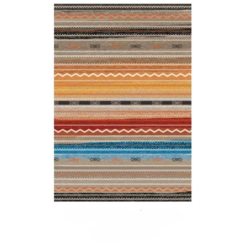 Bohemian Style Living Room Carpet Colorful Stripes Bedroom Rugs Easy Care Luxury Decorative Rugs Washable Large Size Carpets