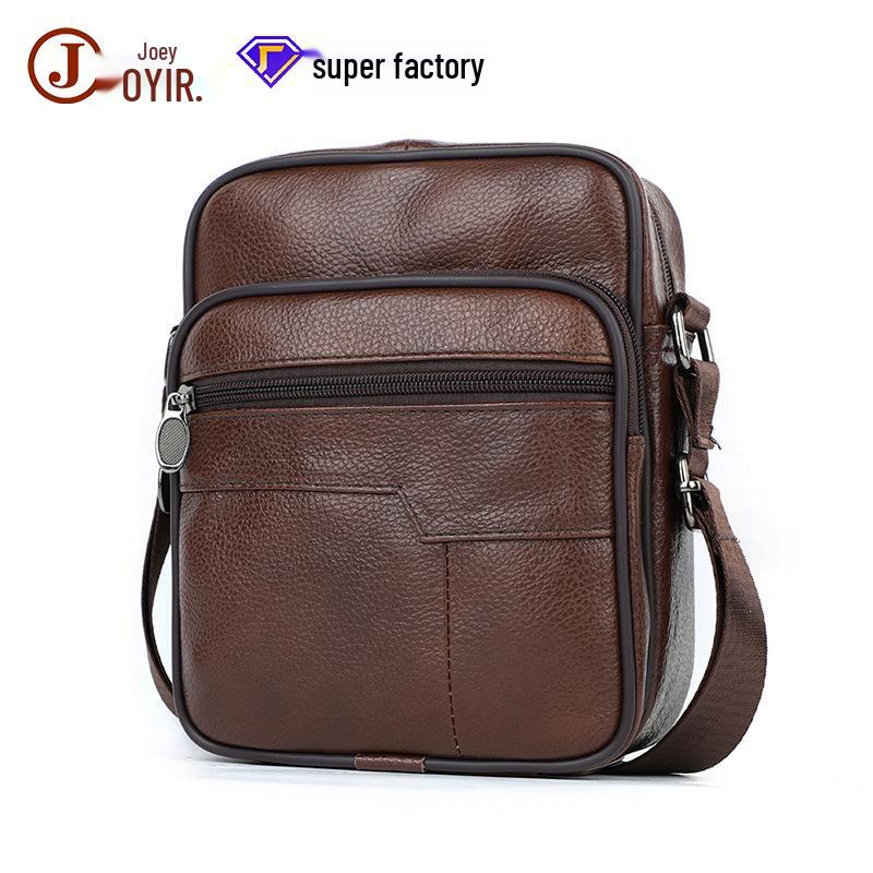 Men's Genuine Leather Crossbody Shoulder Bag - Korean Style Business Casual