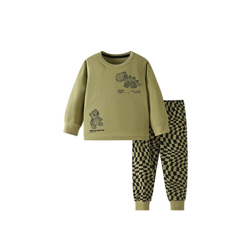 Boys' Cotton Pajamas Spring and Autumn New Children's Long sleeve Homewear Set Boys' Heattech Long Johns Children's Clothing Two-piece Set