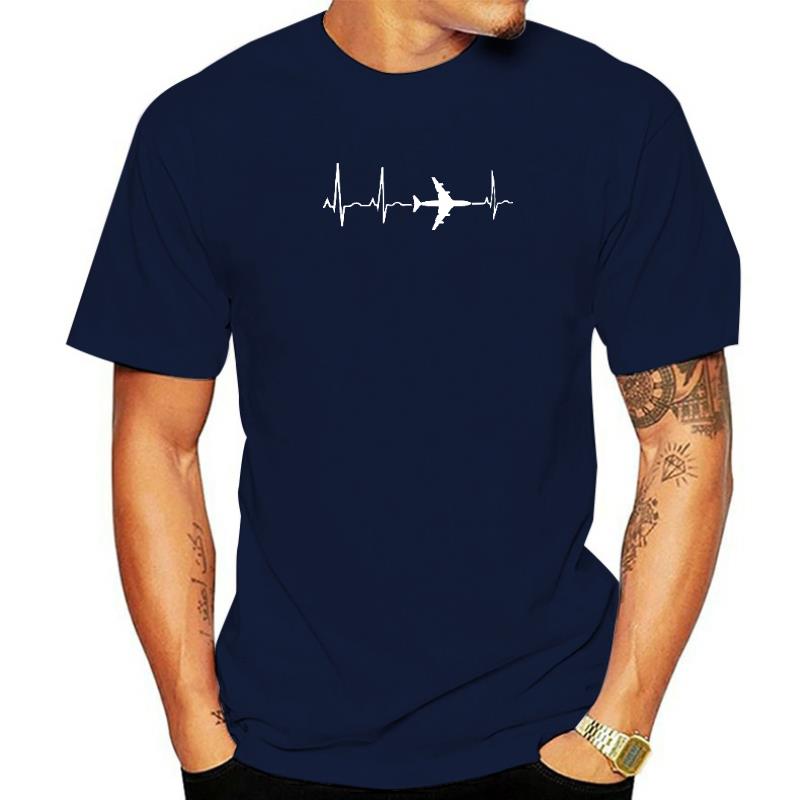 Heartbeat Of Plane T Shirt Men Cardiogram Space Enthusiasts Tops Funny Travel Gift Casual T-shirt Cotton Comfortable Leisure Tee