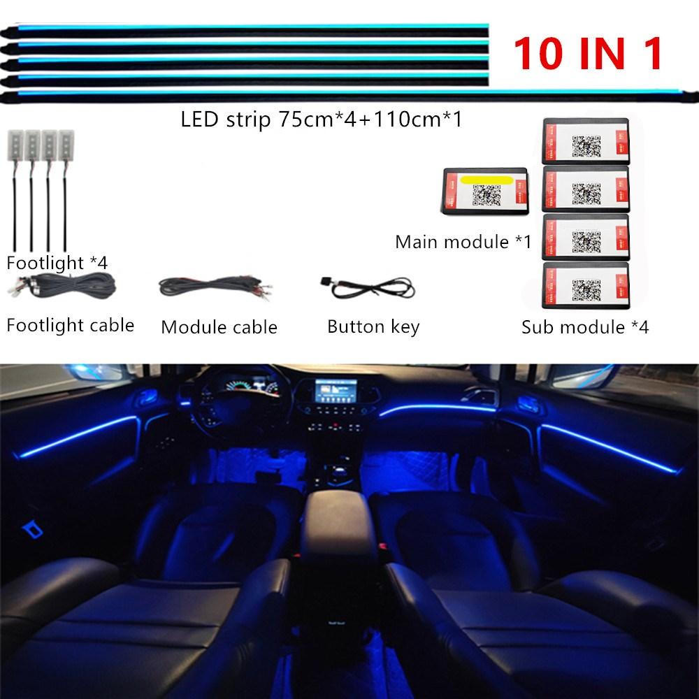 Universal Symphony Car LED Ambient Light 64 RGB Color Car Interior Acrylic Light Guide Decoration Atmosphere Light 18/10/6 In 1