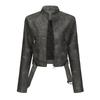 Giacca in pelle PU con cerniera aderente a maniche lunghe con colletto a revers da donna autunno inverno