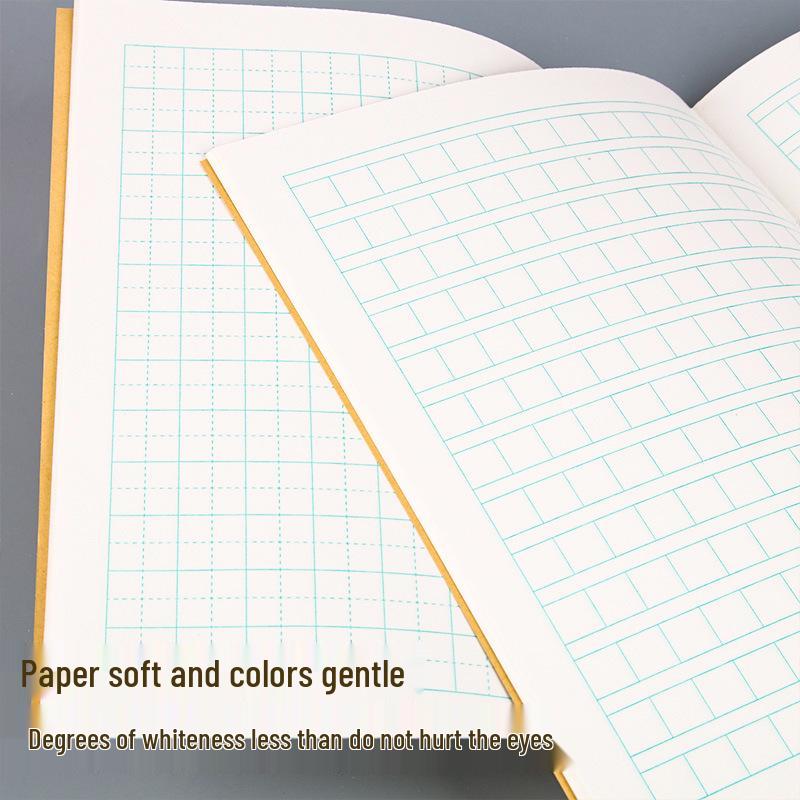 25K Kraft Paper Notebook for Primary & Secondary Students: Eye-Protecting, Double-Sided English, Math, & Pinyin Tianzige Workbook
