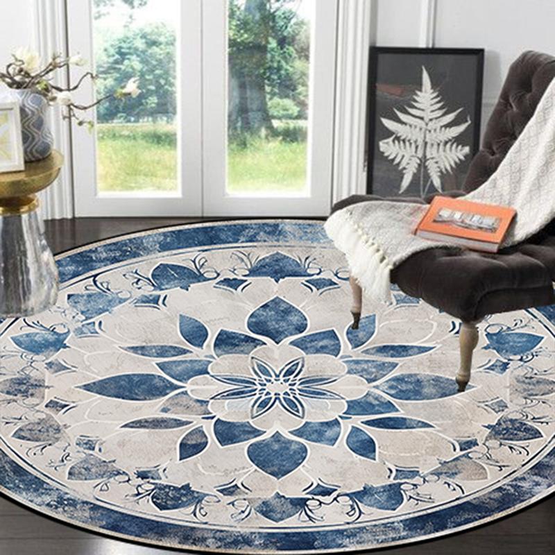 American Retro Round Lving Room Carpet Large Bedroom Decor Sofa Mat Non-slip Cloakroom Lounge Rug Washable Hanging Chair Rug