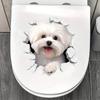 Animal Dog Toilet Stickers 3D Cracked Wall Sticker Creative Bathroom Decoration  Christmas Decals