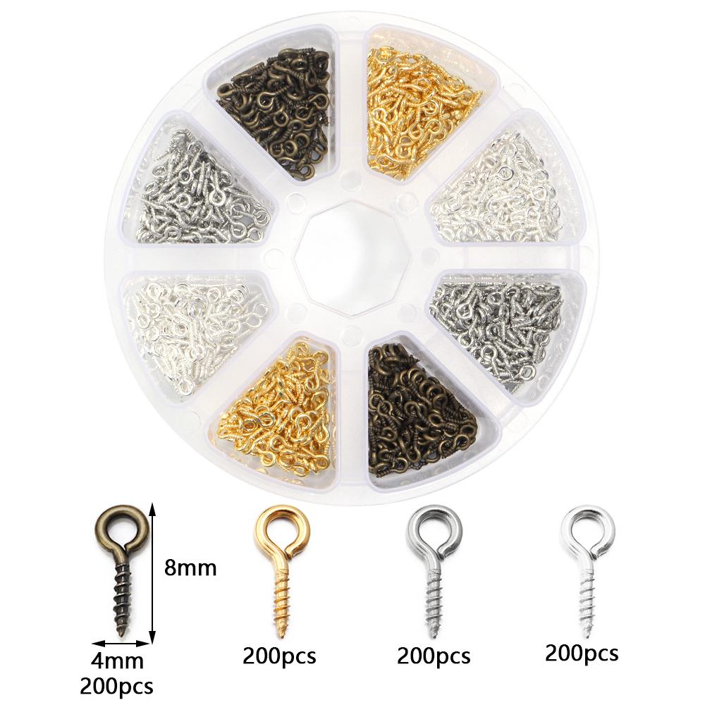 

400-800pcs/Lot Small Tiny Mini Eye Pins Box Eyepins Hooks Eyelets Screw for Jewelry Making Kits DIY Necklace Clasps Hooks Jewelr