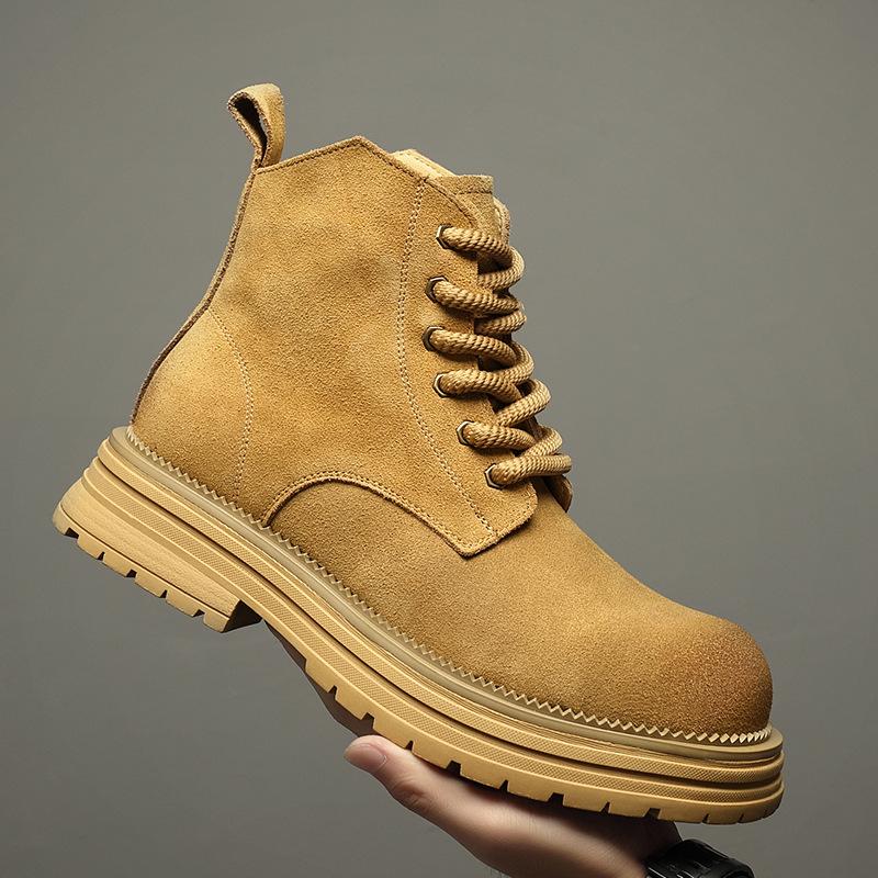 

Martin boots men s thick-soled heightening British style matte tooling rhubarb boots men s high-top leather short boots 38