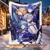 Genshin Impact Muster Decke für Heimdekoration, Bett, Sofa, Auto Reisen, Camping, Geeignet für Alle Jahreszeiten, Geburtstag Weihnachtsgeschenk