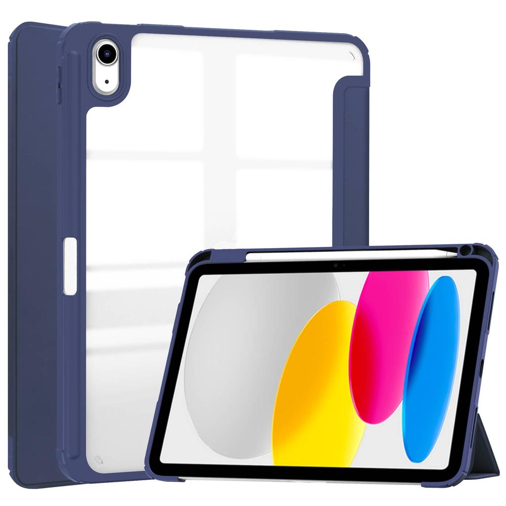 Case for iPad A16 2025 iPad 10th 10.9 with Pencil Holder-[Tri-fold Stand + Auto Wake/Sleep], High-grade Acrylic Case Shockproof