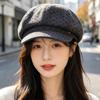 New Retro Small Dot Octagonal Newsboy Hat Female Autumn and Winter Face Small British Short Brim Beret Versatile Painter Hat