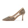 Sexy Strass Pailletten High Heels Sommer Französisch Hohl Stiletto Damenschuhe Spitzschuh Schuhe Damen