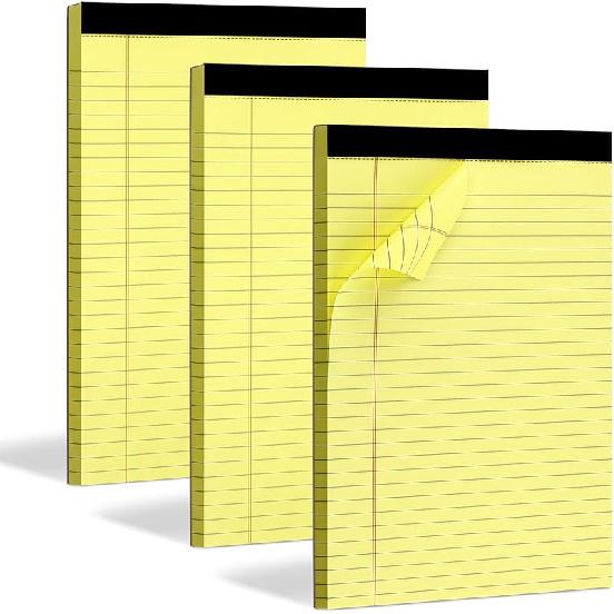 3 Pack Legal Pads Refills Note Pads, Writing Pads 8.5 x 11 Inches, Memo Pads Lined Writing Note Pads, Letter Size Legal Pad Wide Ruled Lined Pads