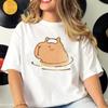 Summer Round Neck Cartoon Capybara Pattern Printed Top Fashionable Casual Pure Cotton Short Sleeved Women's T-shirts
