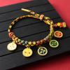 Handmade Tibetan Bracelet Colorful Rope Handchain Five Way God of Wealth Bangle Adjustable Pulling Rope Wristchain