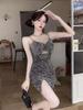 Elegant Sequin Cutout Evening Gown with Spaghetti Straps