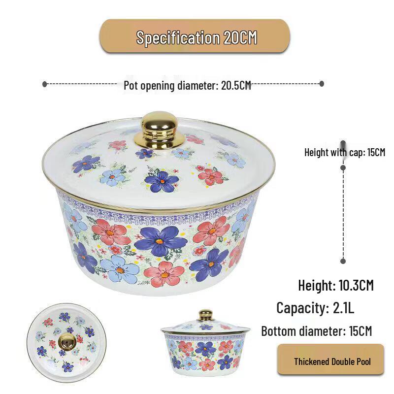 Vintage Enamel Storage Pot with Lid