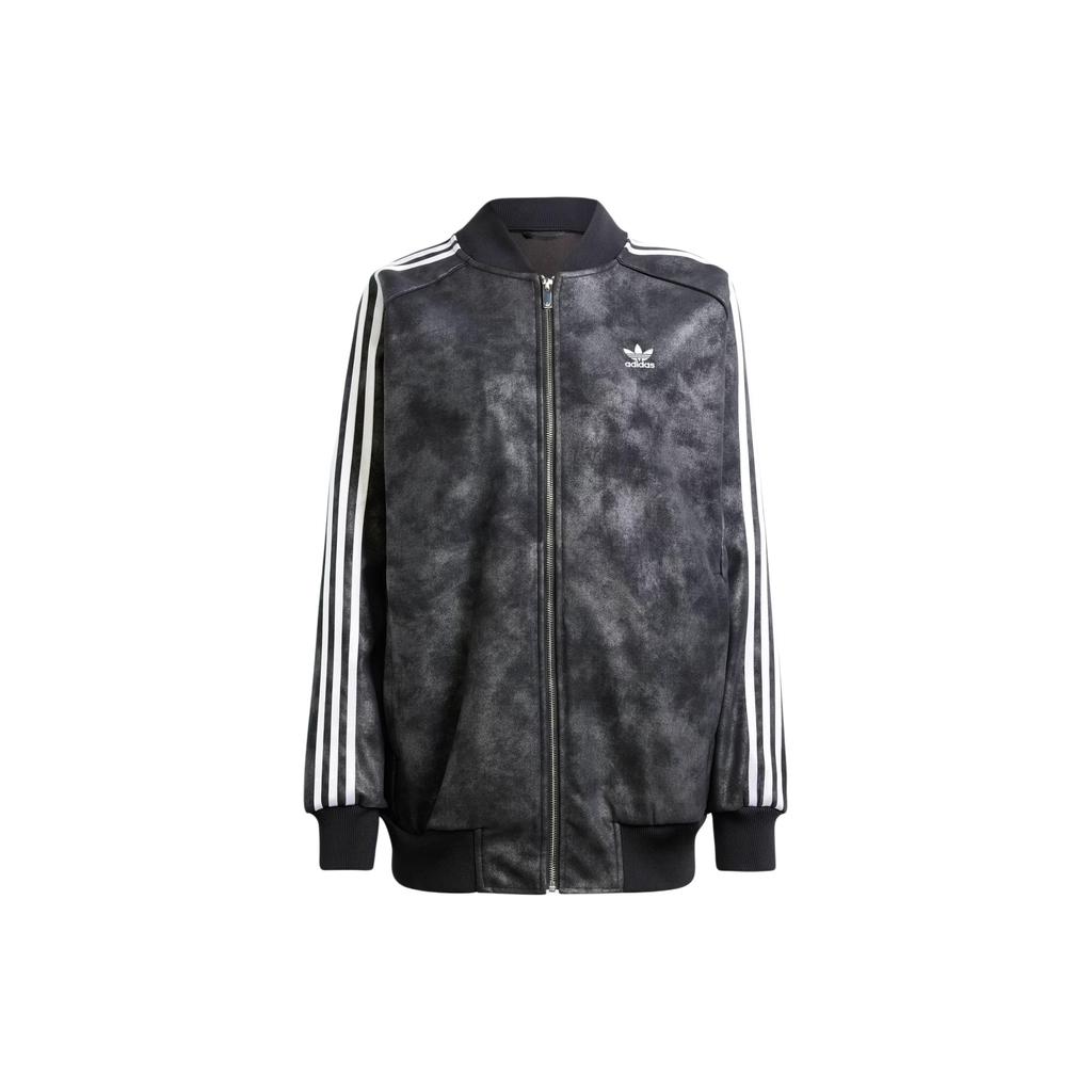 Adidas Originals Premium Sst Luxe Track Top Tie-Dye Full Print Striped Color Block Sports Jacket Women Jacket Black IY8054