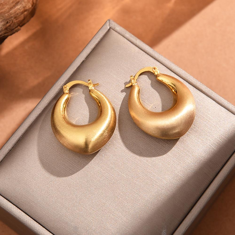 

Gold Brushed Statement Drop Earrings, Geometric Irregular Gold Hoop Earrings