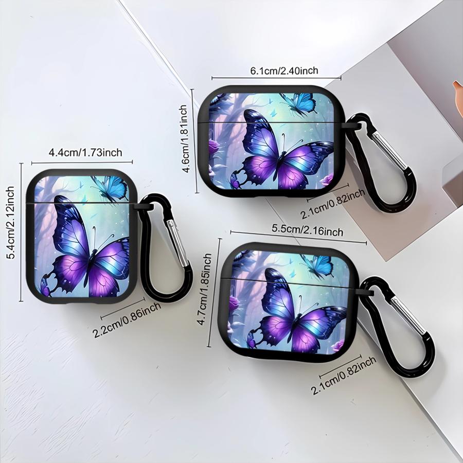 Purple Butterfly Case For Airpods 1 3 Pro Pro3 2 4 Pro2 Earphone Cases Cover