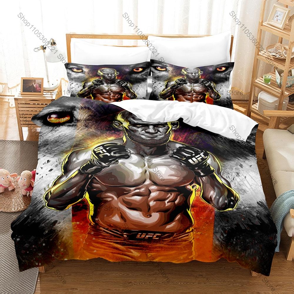 Pościel Khamzat Chimaev Nowa Poszewka na Kołdrę Poszewka na Poduszkę Mistrz Borz Prezent dla Fanów Twin Full Queen King Fani Walki Wrestler