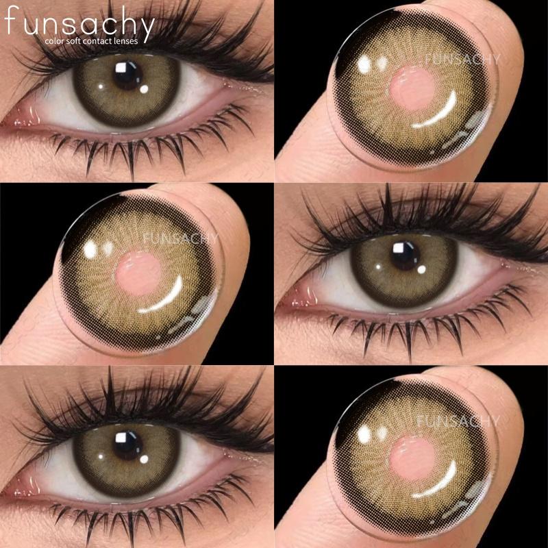 

FUNSACHY 1 пара цветных зрачков для глаз, натуральные карие большие глаза, контактные линзы, косметика, зеленые линзы для глаз, серые линзы для женщин и мужчин
