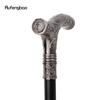 Silver Roaring Bear Head Flower Totem Relief Walking Cane Fashion Walking Stick Gentleman Crosier Knob Walking Stick 93cm